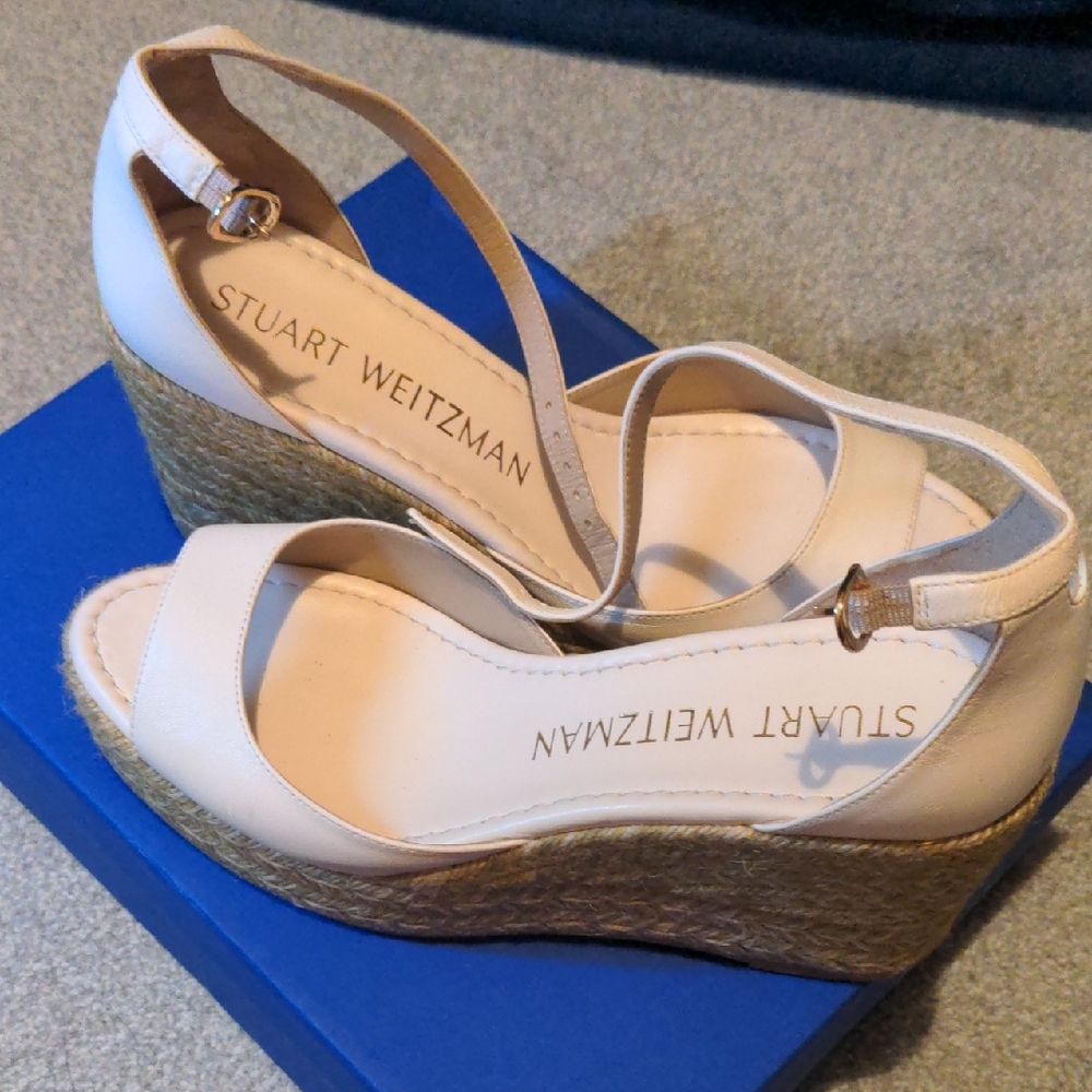 Stuart Weitzman Cream Leather Wedges